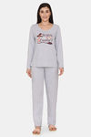 Rosaline Just Treats Knit Cotton Pyjama Set -Grey Melange — thumbnail 1